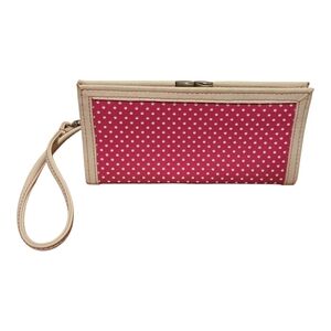 Vintage Chic Polka Dot Wristlet Clutch - Pink and White
